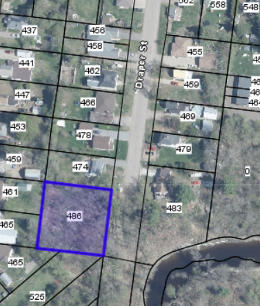 Aerial map highlighting the property available for sale.