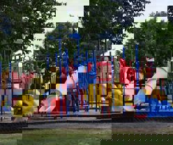 A playground in a park.