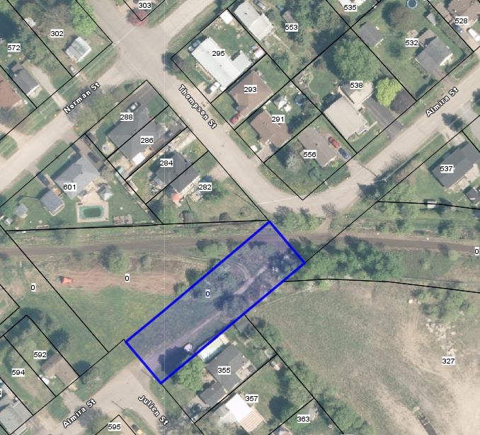 Aerial map highlighting the property available for sale.