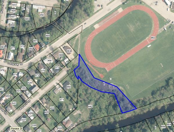 Aerial map highlighting the property available for sale.