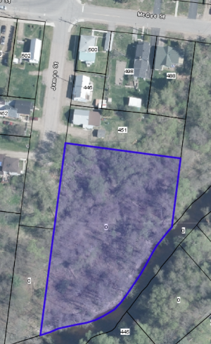 Aerial map highlighting the property available for sale.